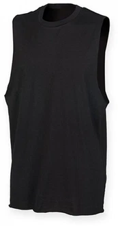 SF Men Tanktop Herren High Neck Slash Armhole Vest Schwarz