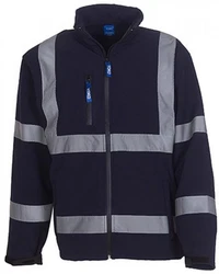 YOKO Softshelljacke High Visibility 2 Bands & Braces Dunkelblau/Blau/Grau