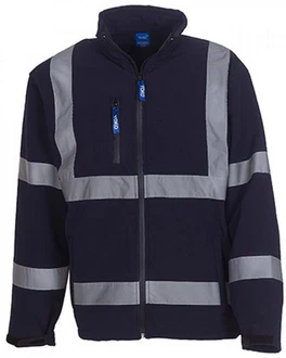 YOKO Softshelljacke High Visibility 2 Bands & Braces Dunkelblau/Blau/Grau