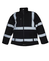 YOKO Softshelljacke High Visibility 2 Bands & Braces Schwarz/Dunkelblau/Blau