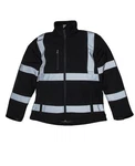 YOKO Softshelljacke High Visibility 2 Bands & Braces Schwarz/Dunkelblau/Blau
