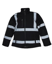 YOKO Softshelljacke High Visibility 2 Bands & Braces Schwarz/Dunkelblau/Blau