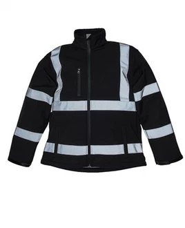 YOKO Softshelljacke High Visibility 2 Bands & Braces Schwarz/Dunkelblau/Blau