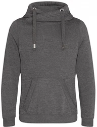 Just Hoods Sweatshirt Cross Neck Hoodie Dunkelgrau/Grau/Hellgrau