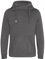 Just Hoods Sweatshirt Cross Neck Hoodie Dunkelgrau/Grau/Hellgrau