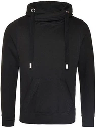 Just Hoods Sweatshirt Cross Neck Hoodie Schwarz