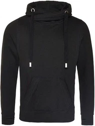 Just Hoods Sweatshirt Cross Neck Hoodie Schwarz