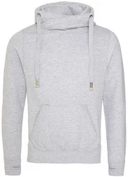 Just Hoods Sweatshirt Cross Neck Hoodie Grau/Hellgrau