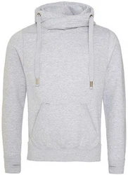 Just Hoods Sweatshirt Cross Neck Hoodie Grau/Hellgrau