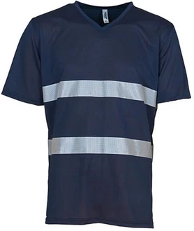 YOKO Warnschutz-Shirt Herren Hi Vis Top V-Neck Dunkelblau/Blau/Grau