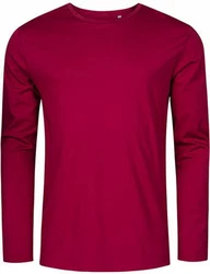 Promodoro Langarmshirt Herren Roundneck T-Shirt Dunkelrot/Rosa/Lila