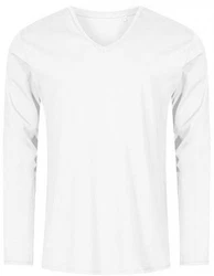 Promodoro Langarmshirt Herren V-Neck T-Shirt Longsleeve Grau/Weiß/Creme/Khaki