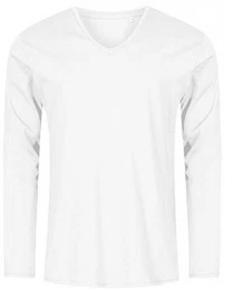 Langarmshirt Herren V-Neck T-Shirt Longsleeve, Gekmmte Baumwolle