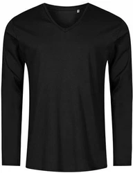 Promodoro Langarmshirt Herren V-Neck T-Shirt Longsleeve Schwarz