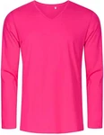 Promodoro Langarmshirt Herren V-Neck T-Shirt Longsleeve Rosa