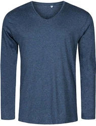 Promodoro Langarmshirt Herren V-Neck T-Shirt Longsleeve Dunkelblau/Blau/Hellblau