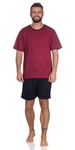 EloModa Capri-Pyjama Herren Pyjama Short und Tshirt Schlafanzug Nachthemd Dunkelrot/Bordeaux/Lila/Rot
