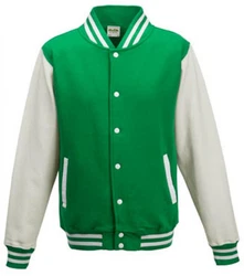 Just Hoods Sweatjacke Varsity Jacket Dunkelgrün/Grün/Türkis