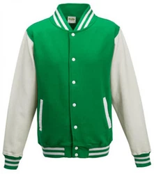 Just Hoods Sweatjacke Varsity Jacket Dunkelgrün/Grün/Türkis