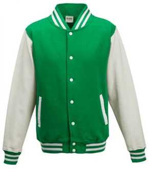 Just Hoods Sweatjacke Varsity Jacket Dunkelgrün/Grün/Türkis