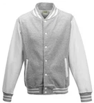 Just Hoods Sweatjacke Varsity Jacket Hellgrau/Grau