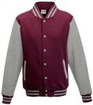 Just Hoods Sweatjacke Varsity Jacket Dunkelrot/Bordeaux/Rosa