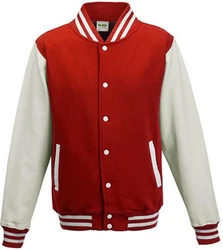 Just Hoods Sweatjacke Varsity Jacket Rot/Dunkelrot/Creme