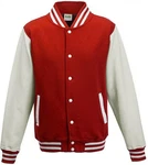 Just Hoods Sweatjacke Varsity Jacket Rot/Dunkelrot/Creme