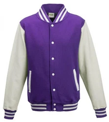 Just Hoods Sweatjacke Varsity Jacket Dunkelblau/Lila