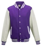 Just Hoods Sweatjacke Varsity Jacket Dunkelblau/Lila