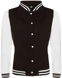Just Hoods Sweatjacke Varsity Jacket Weiß/Schwarz/Braun