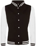 Just Hoods Sweatjacke Varsity Jacket Weiß/Schwarz/Braun
