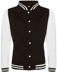 Just Hoods Sweatjacke Varsity Jacket Weiß/Schwarz/Braun