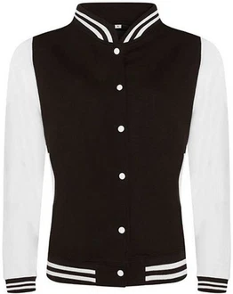 Just Hoods Sweatjacke Varsity Jacket Weiß/Schwarz/Braun