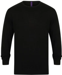 Henbury Sweatshirt Herren Rundhals Pullover Schwarz