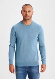 Strickpullover Regular Fit, Langarm, Pullover aus Feinstrick, Baumwollmischung