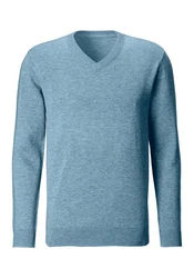 H.I.S Strickpullover mit V-Ausschnitt Hellblau/Blau/Grau