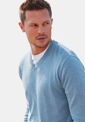 H.I.S Strickpullover mit V-Ausschnitt Hellblau/Blau/Grau