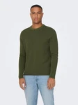 ONLY & SONS Strickpullover ONSNIGUEL REG 12 STRIPE CREW KNIT Dunkelgrün/Grün