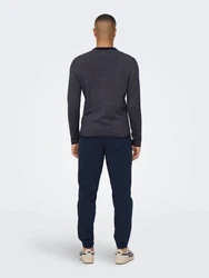 ONLY & SONS Strickpullover ONSNIGUEL REG 12 STRIPE CREW KNIT Dunkelblau/Grau