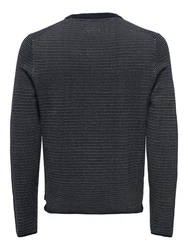 ONLY & SONS Strickpullover ONSNIGUEL REG 12 STRIPE CREW KNIT Dunkelblau/Grau
