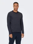 ONLY & SONS Strickpullover ONSNIGUEL REG 12 STRIPE CREW KNIT Dunkelblau/Grau