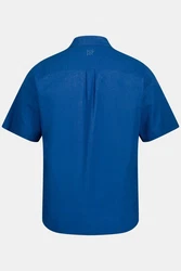JP1880 Kurzarmhemd Leinenmix-Hemd Buttondown-Kragen Blau/Dunkelblau