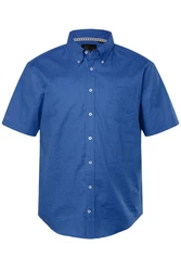 JP1880 Kurzarmhemd Leinenmix-Hemd Buttondown-Kragen Blau/Dunkelblau