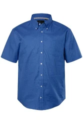 JP1880 Kurzarmhemd Leinenmix-Hemd Buttondown-Kragen Blau/Dunkelblau