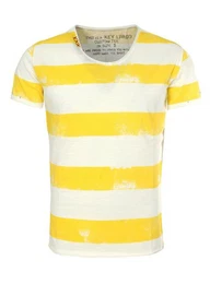 T-Shirt Airflight vintage Look MT00238 V-Auschnitt gestreift kurzarm slim fit