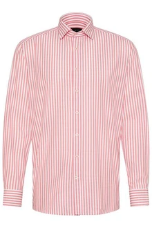 bugatti Langarmhemd Rosa/Rot/Dunkelrot