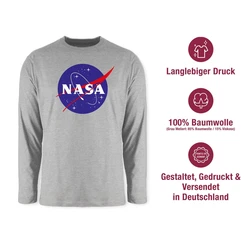 Shirtracer Rundhalsshirt Nasa Meatball Logo Statement Dunkelgrau/Hellgrau/Grau