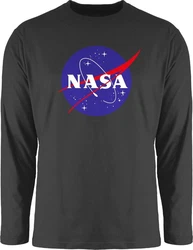 Shirtracer Rundhalsshirt Nasa Meatball Logo Statement Dunkelgrau/Rot/Schwarz