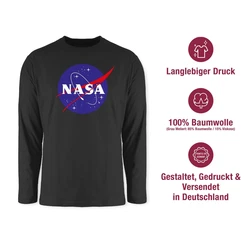Shirtracer Rundhalsshirt Nasa Meatball Logo Statement Dunkelgrau/Rot/Schwarz